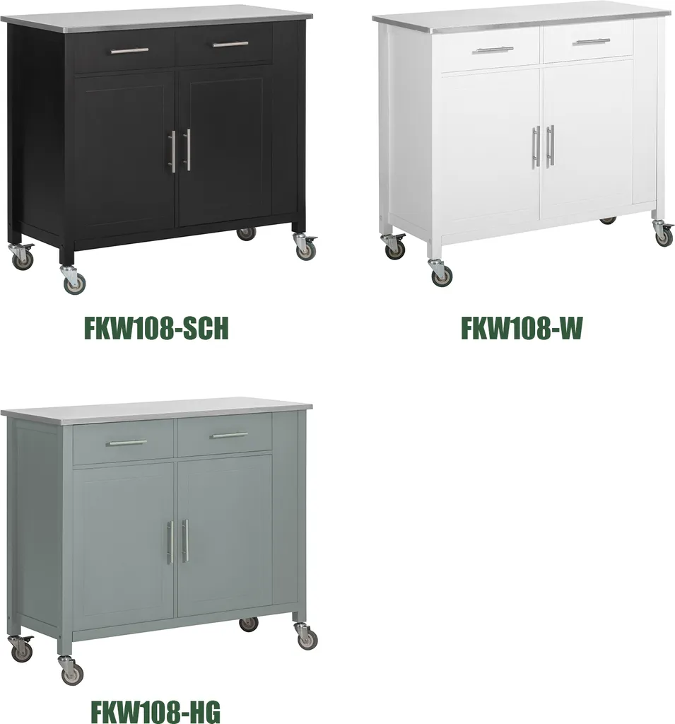 SoBuy FKW108-SCH Design Küchenwagen Mit Edelstahlplatte Kücheninsel Küchenschrank Rollwagen Sideboard Servierwagen Schwarz BHT Ca.: 107x94x46cm – Bild 6