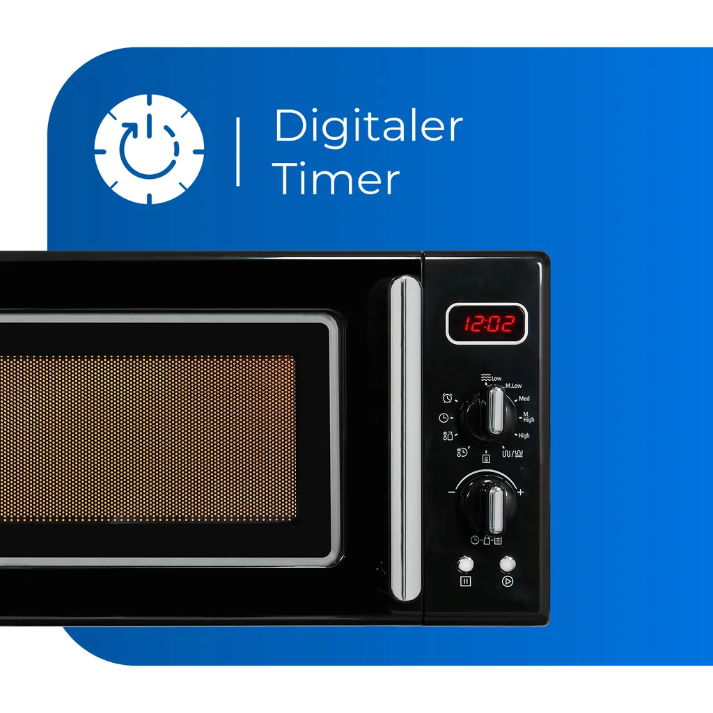 Exquisit Mikrowelle RMW720-3GDIG Schwarz | 20 Liter Nutzinhalt | 700 Watt | Schwarz – Bild 3