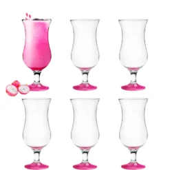 Platinux Cocktailgläser Set 6 Stück 420ml Longdrinkgläser Bargläser Hurricane Groß (Pink)