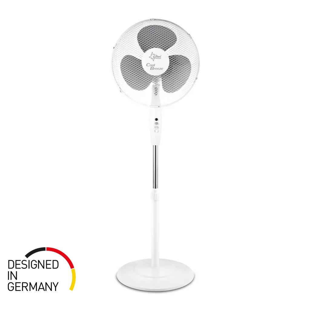 SUNTEC Ventilator Leise | Stand Standventilator CoolBreeze 4000 | Leise 40 Cm Durchmesser, 50 Watt | Fan Windmaschine Weiss | Für Bett, Schlafzimmer, Büro, Wohnung, Terrasse – Bild 2