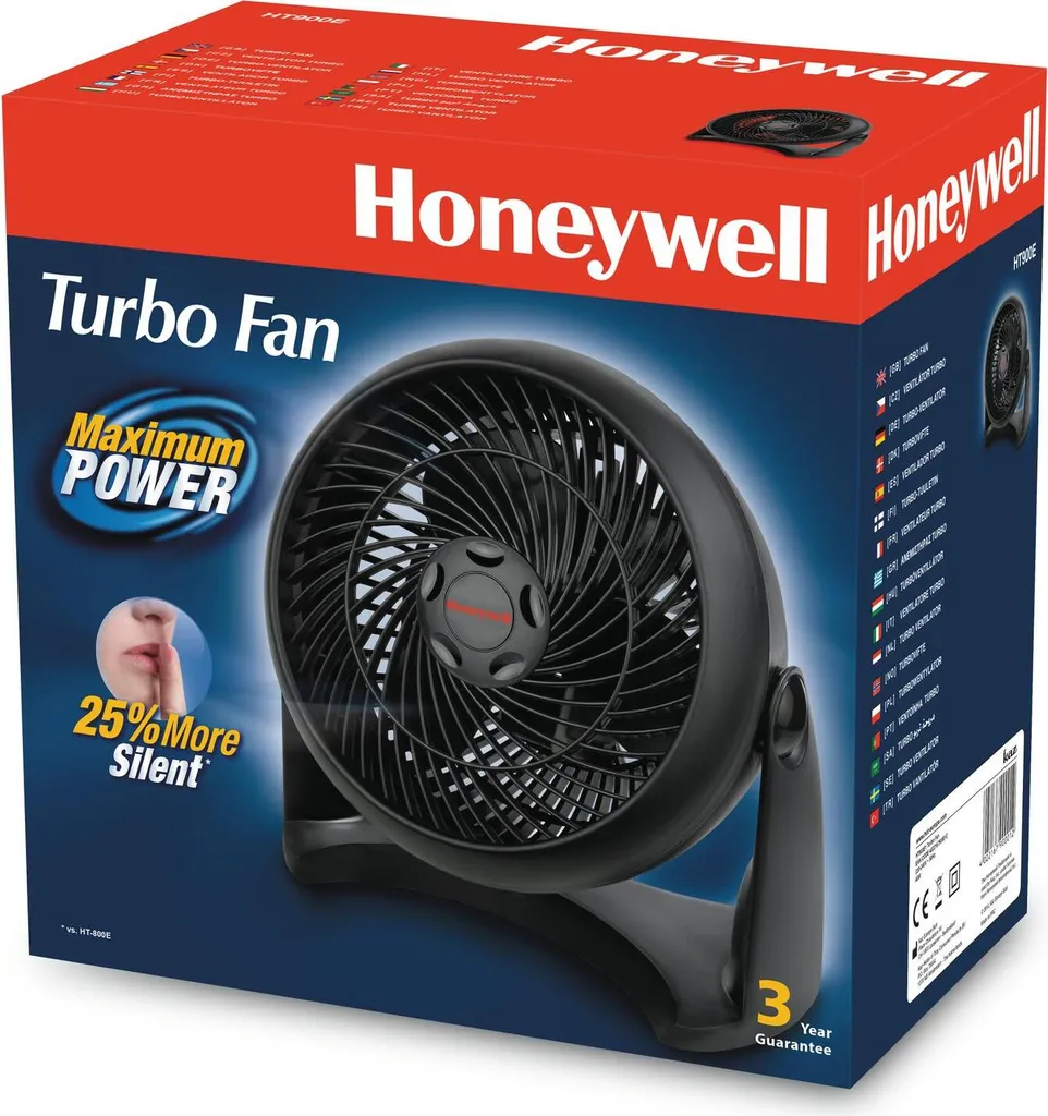 Honeywell HT-900E Kraftvoller Und Geräuscharmer Turbo-Ventilator, Schwarz – Bild 4