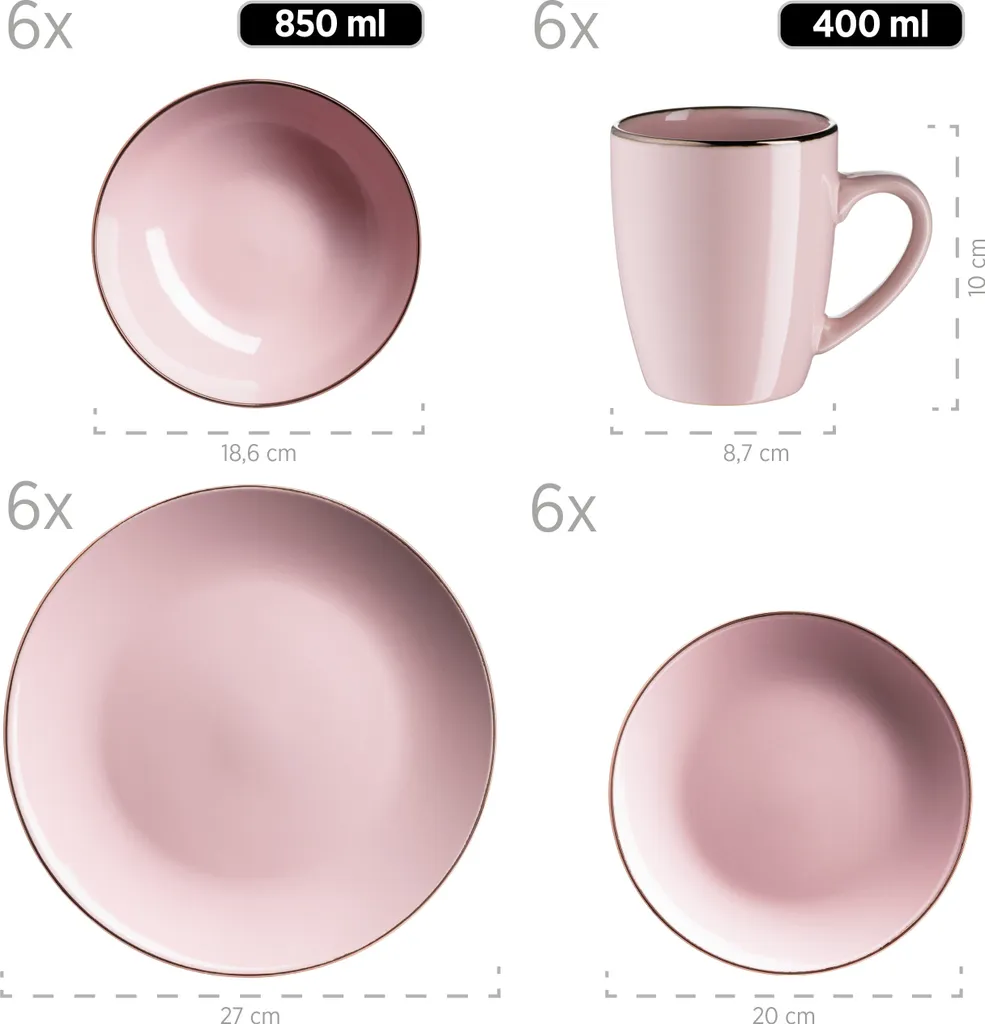 Kombiservice, Steinzeug Kombiservice, Steinzeug METALLIC RIM Mäser – Bild 2