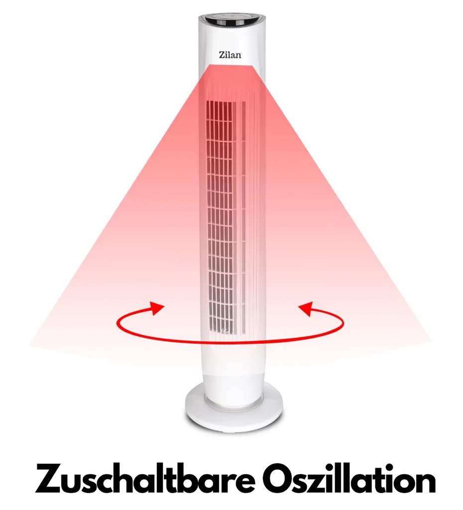 Zilan Turmventilator | 3 Stufen | 2 Modi | 7,5h Timer | Fernbedienung | Oszillierend | – Bild 10