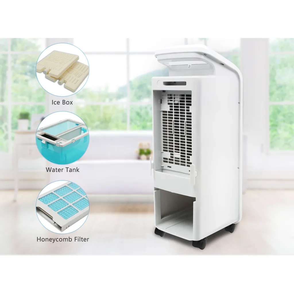 Aigostar Koud - Luftkühler, Mobile Klimaanlage, Leise, Ventilator Mit Fernbedienung, 55W, 5L, 3 Geschwindigkeitsstufen, Klimagerät Ohne Abluftschlauch, Aircooler 3 In 1, Verdunstungskühlung, 7H Timer – Bild 6