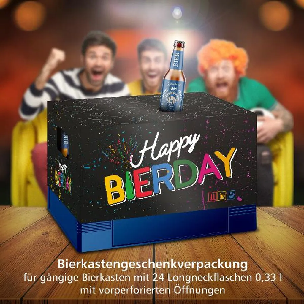 Itenga Bierkasten Geschenkverpackung Happy Bierday Hülle Zum Aufstecken Auf Bierkasten – Bild 3
