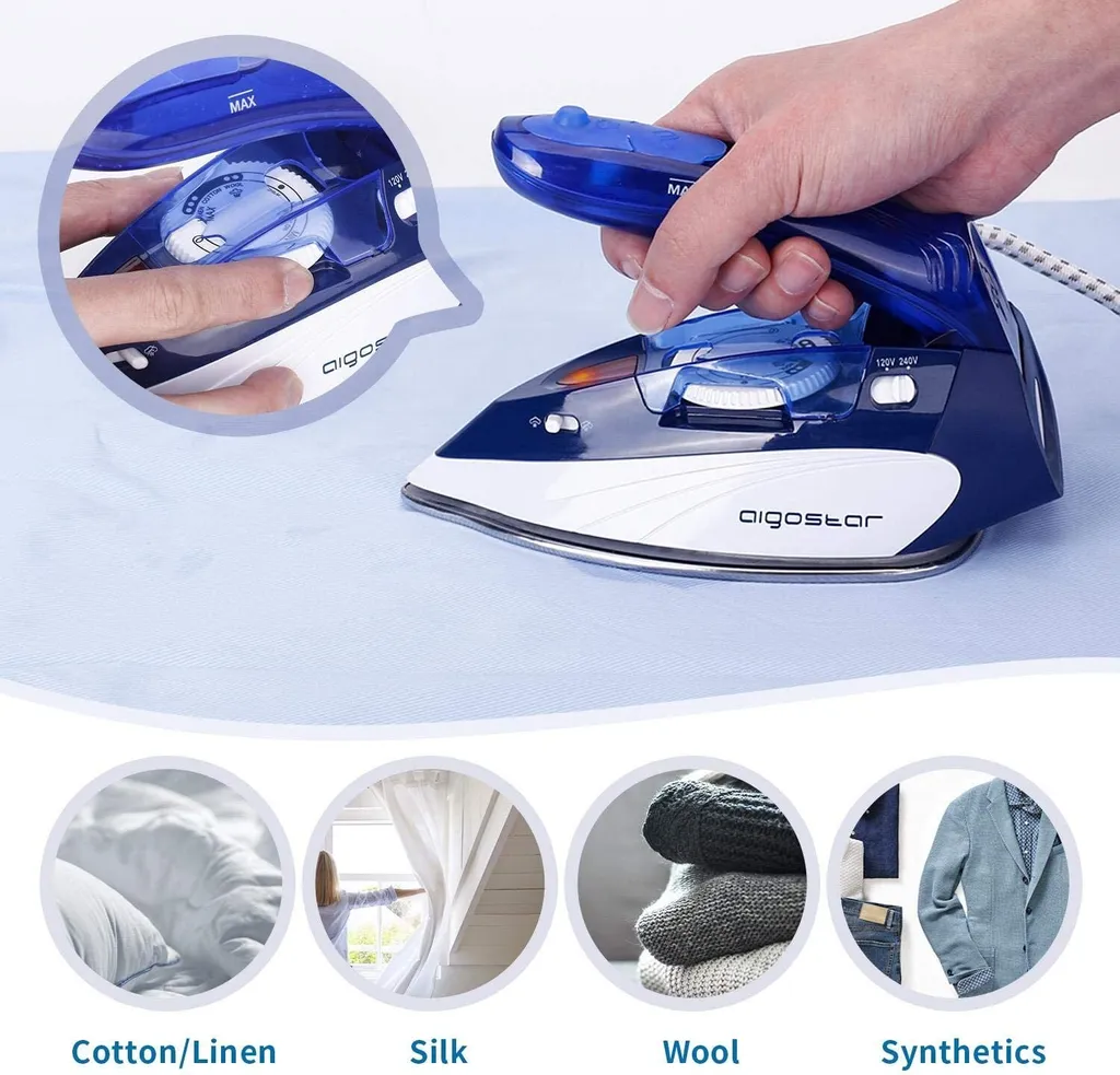 Aigostar Reise-Dampfbš¹geleisen Kleines Mini Dampf Bš¹geleisen Leichtes Reisebš¹geleisen Tragbar Faltbarer Griff Dampfbš¹geleisen Mehrere Temperaturstufen Reisedampfbš¹geleisen 1100W 80ml Wassertank – Bild 2
