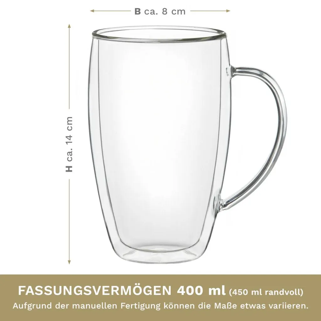Thermoglas Mit Henkel „DG-SHH“ 400 Ml,4er Set – Bild 6