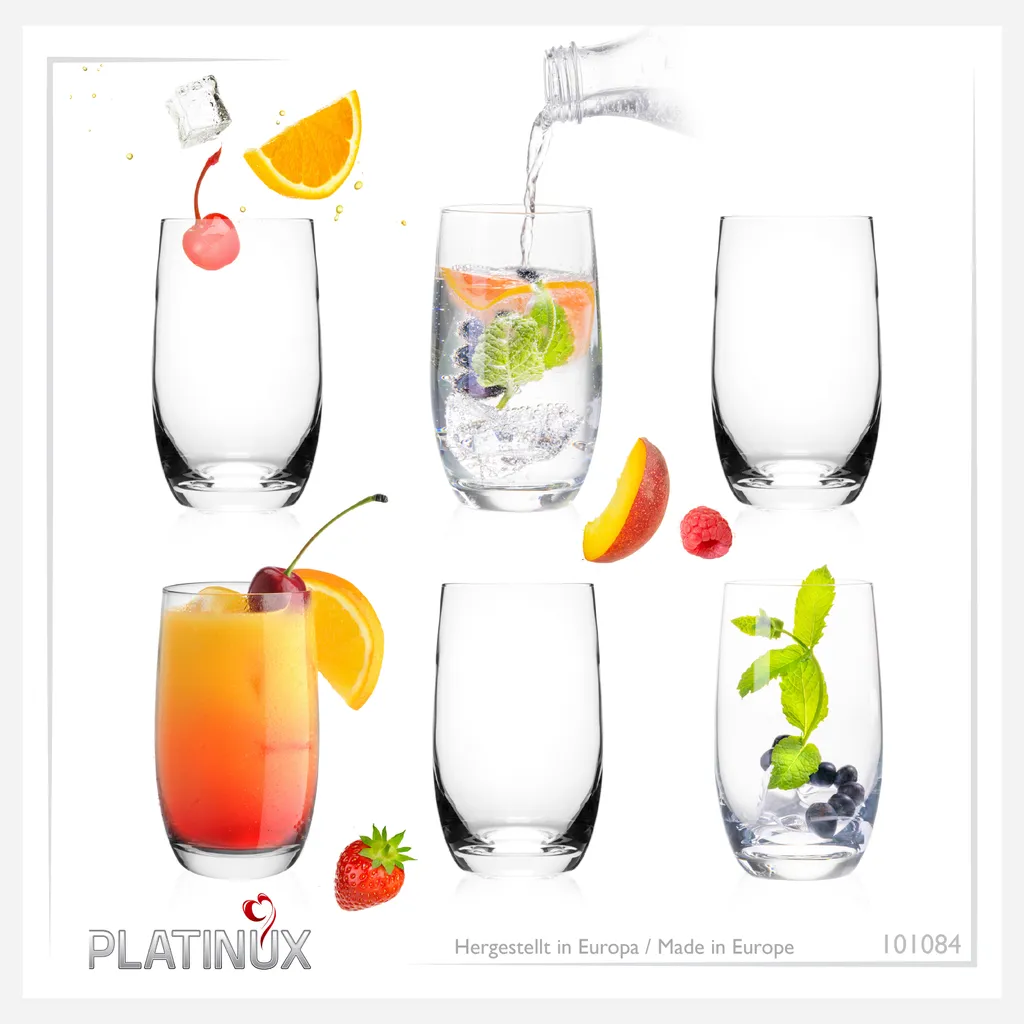 Elegante Trinkgläser 360ml (max. 440ml) Set 6 Teilig Wassergläser Saftgläser – Bild 8