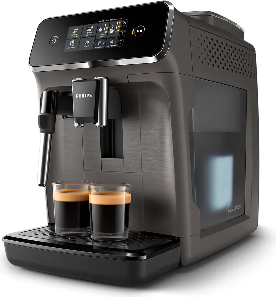Philips Kaffeevollautomat 2200 Series, 2 Kaffeespezialitäten, Milchaufschäumer, Intuitives Touchdisplay, Grau (EP2224/10) – Bild 2