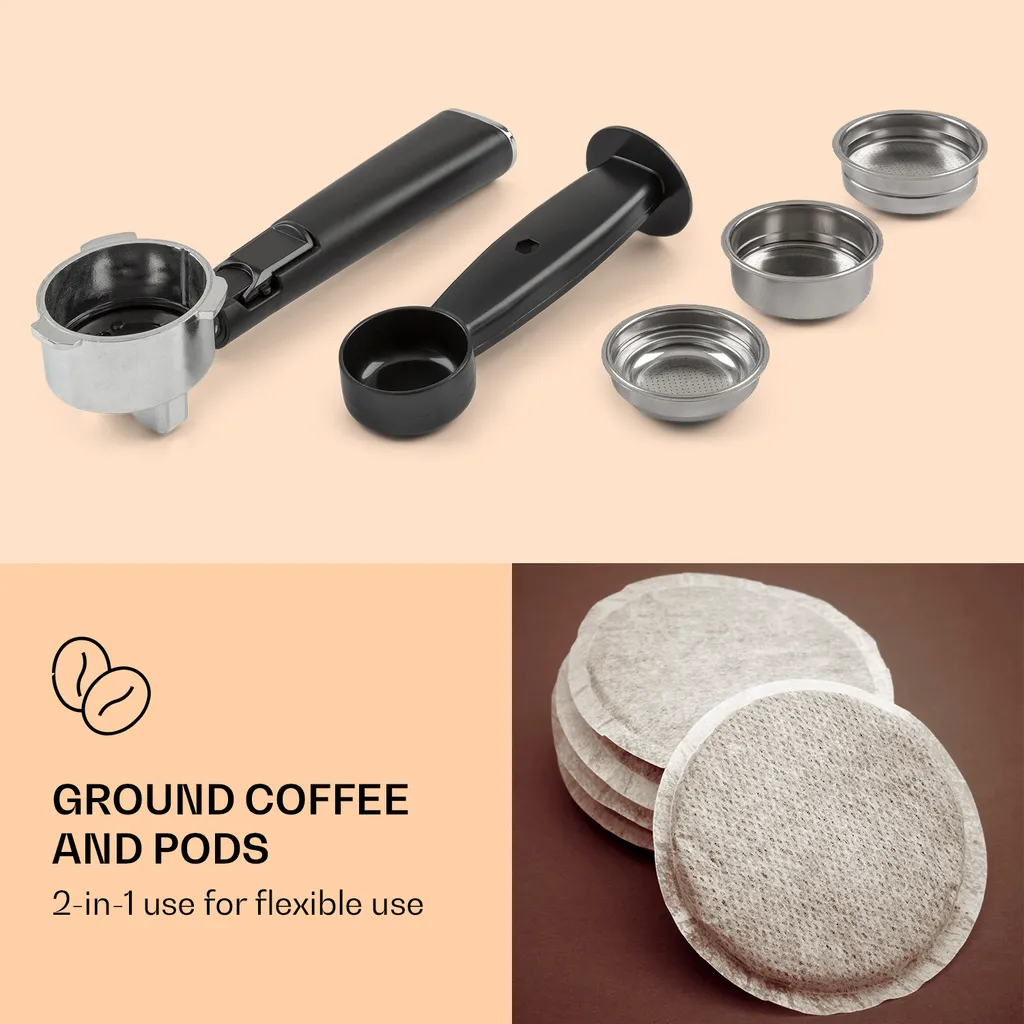 Arabica Comfort Espressomaschine 1350W 20 Bar 1,8l Touch-Bedienfeld Edelstahl – Bild 4