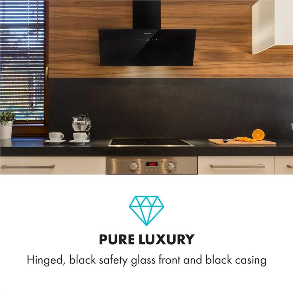 Laurel 90 Dunstabzugshaube 90cm Abluft: 350 M³/h LED Touch Schwarz – Bild 3