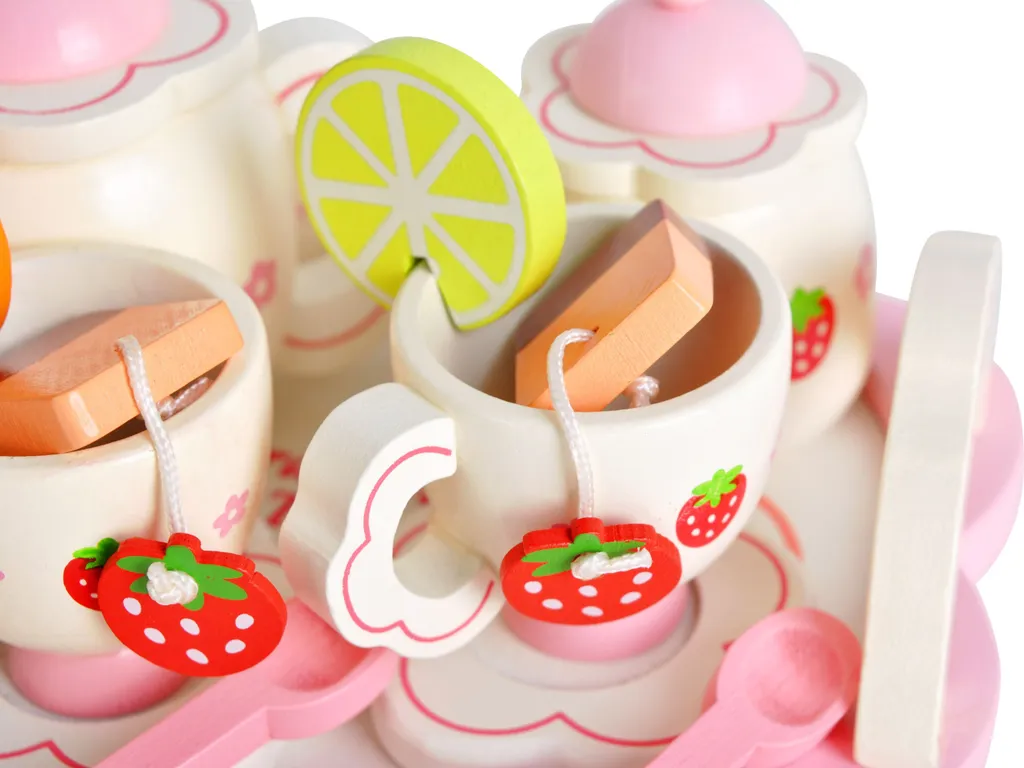 Kinder Teeservice Set Holz Zubehör Für Die Kinderküche, 16-tlg. Ab 3 Jahre Rollenspiele Für Mädchen Und Jungs 9418 – Bild 4