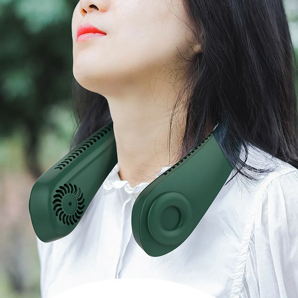 Flexibler Halsventilator, Leiser Blattloser Sportventilator, USB Drehbarer Nackenkühler Zum Aufhängen Für Outdoor Sportarten, Weiß – Bild 4