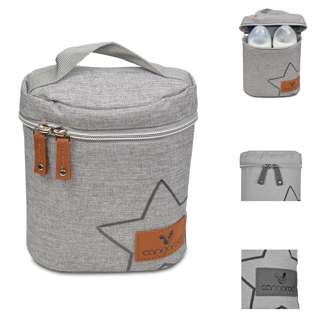 Cangaroo Thermotasche Charlie Thermobox Für 2 Babyflaschen Reißverschluss Griff Hellgrau – Bild 2