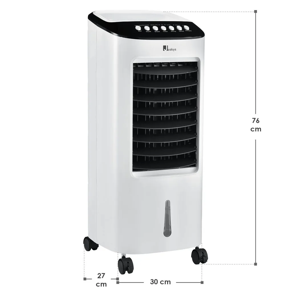 Juskys Mobile Klimaanlage Mit Fernbedienung, Schwingfunktion & Timer – Klimagerät 65 Watt 76 Cm – Luftkühler 3 Geschwindigkeiten – Weiß – Bild 2