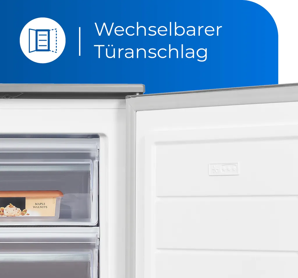 Exquisit Gefrierschrank GS81-040C Inoxlook | 87 L Nutzinhalt | Gefrierschubladen | Türanschlag Wechselbar – Bild 5