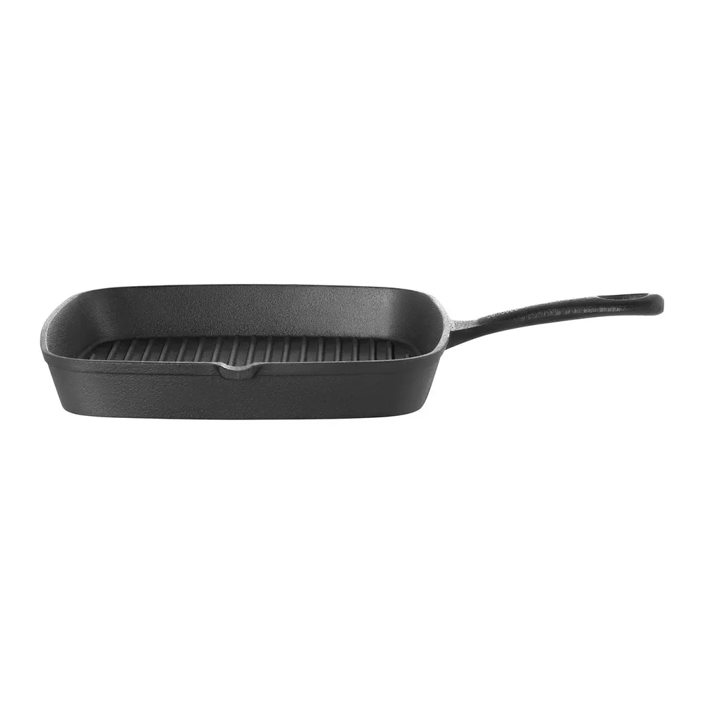 Grillpfanne Gusseisen Steakpfanne Bratpfanne Riffelboden Induktion 24 X 24 Grill – Bild 2