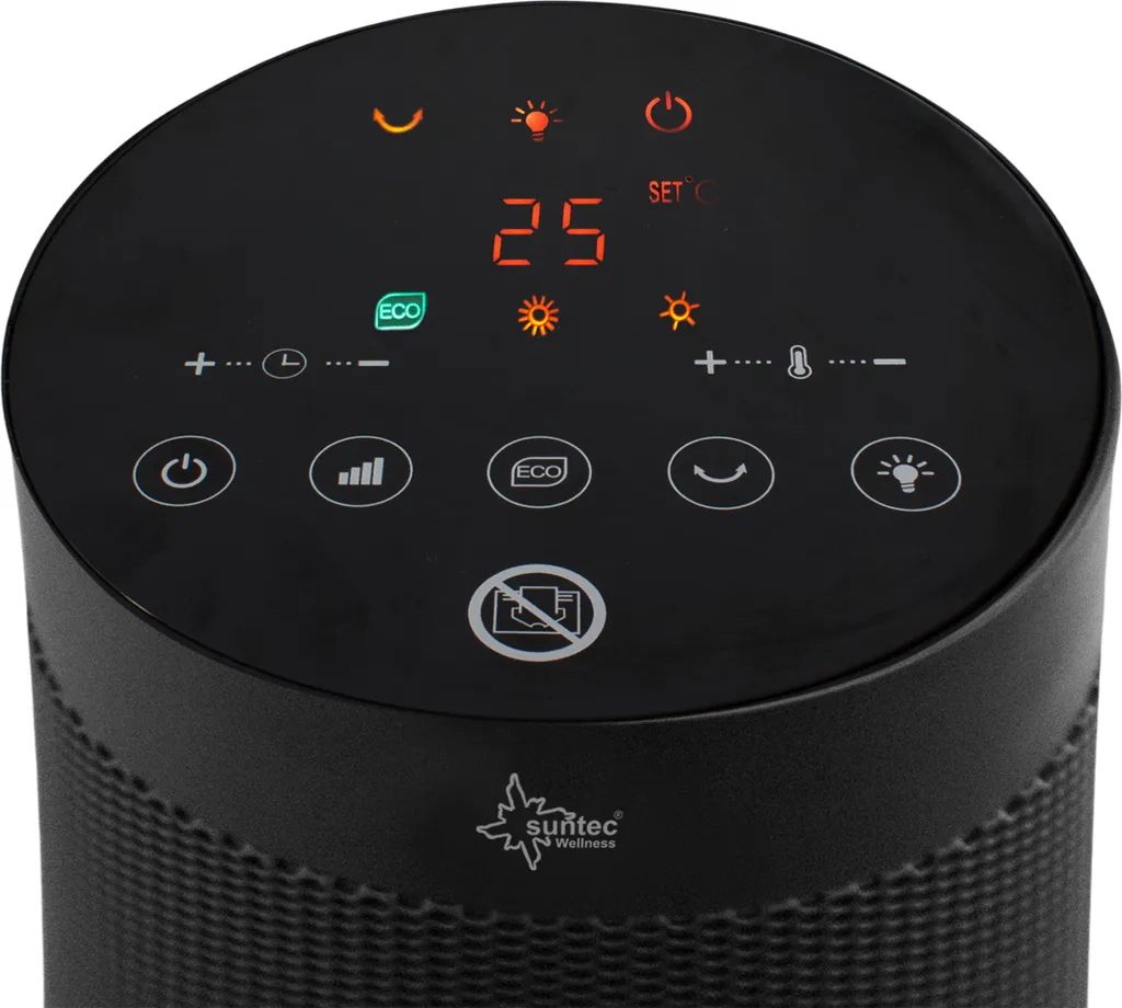 SUNTEC Heizlüfter Heat PTC 2000 Flame - Leise Heizturm Inkl. Fernbedienung Timer 2000 Watt | Elektro Heiztower Mit Thermostat 2 Heizstufen | Elektroheizung Kaminfeueroptik | Elektrische Wärme 15-35 °C – Bild 3