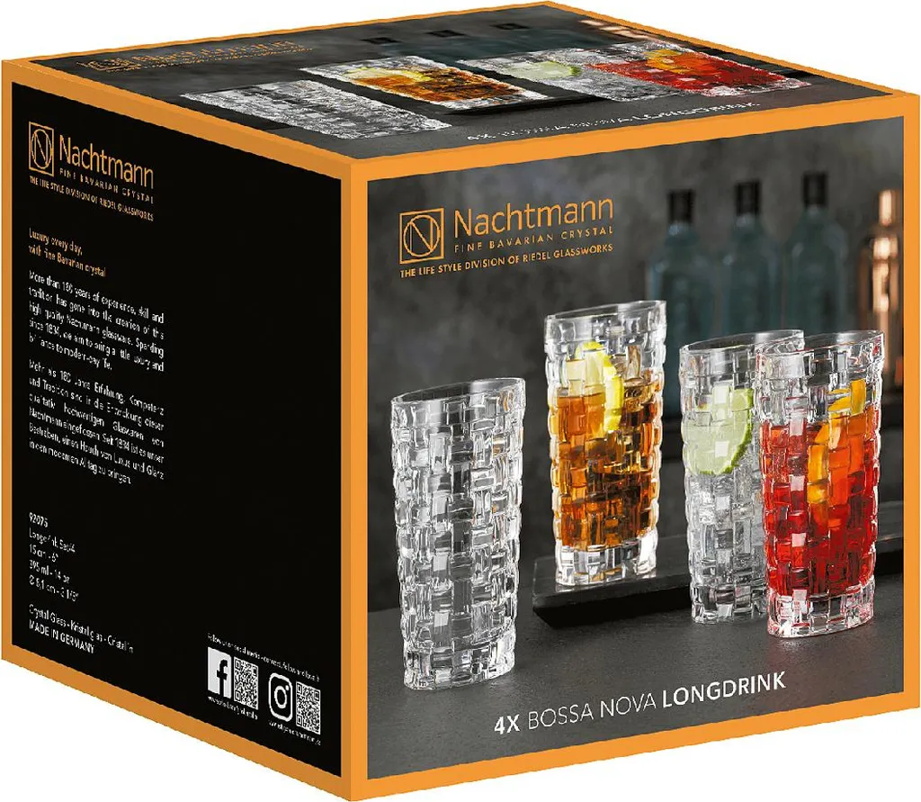 Nachtmann Bossa Nova Longdrinkglas 395 Ml, Klar (4er Pack) – Bild 2