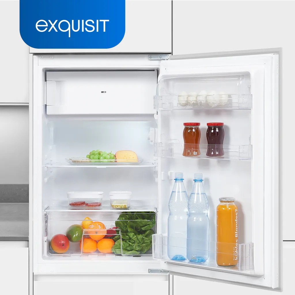Exquisit Einbaukühlschrank EKS131-3-040F | Einbaugerät | Schlepptürmontage | 118 L Volumen | Weiß – Bild 2