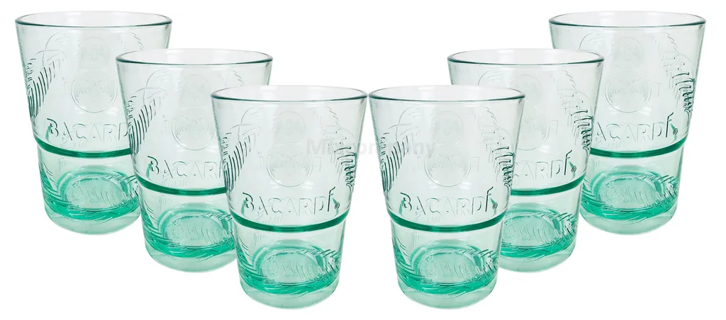 Bacardi Rum Glas Gläser Set - 6x Gläser Mojito Longdrinkglas Cuba Libre Cocktail Bar