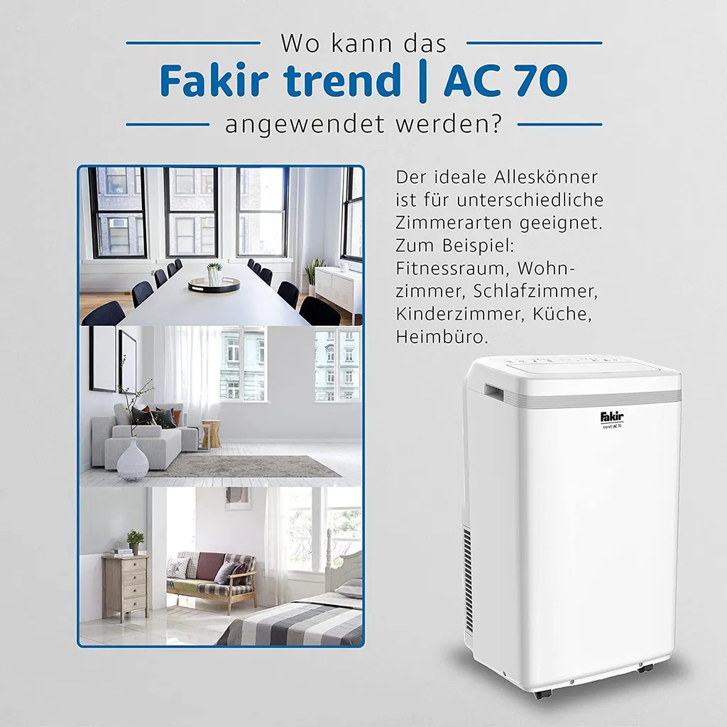 Fakir AC70 Klimagerät, Max. Raumgröße: 60 M³, 7.000 BTU/h – Bild 10