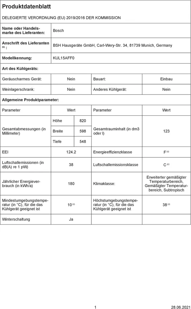 BOSCH Unterbau-Kühlautomat KUL15AFF0 Integrierbar, Flachscharnier – Bild 13