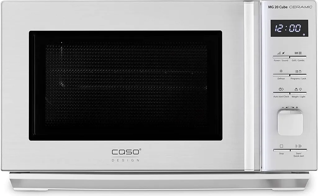 Caso MG 20 Cube Ceramic Design Mikrowelle Grill 800-1000W LED-Display Silber