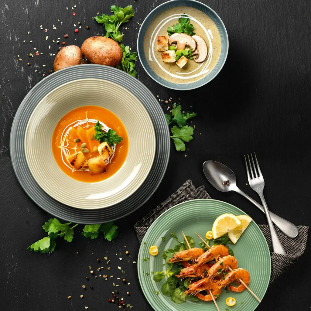 Seltmann Weiden Tafelservice Beat Grau Relief Modern – Bild 5