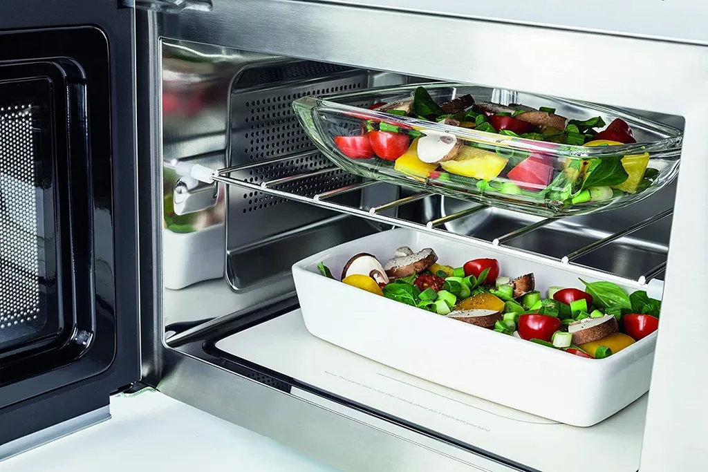 Caso MG 20 Cube Ceramic Design Mikrowelle Grill 800-1000W LED-Display Silber – Bild 6