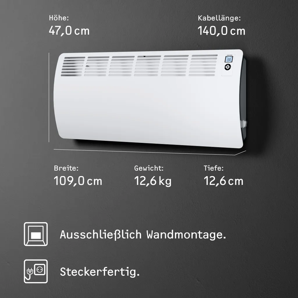 STIEBEL ELTRON Wand-Konvektor CON 30 Premium Für 30 M², 3 KW, Wochentimer, Offene Fenster Erkennung, 237834 – Bild 6