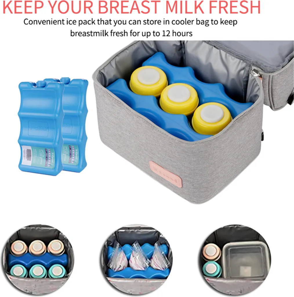 Muttermilch-Kühltasche Mit Kühlakkus, Doppellagig, Passend Für 3 Flaschen, Bis Zu 255 Ml, Für Stillen, Muttermilch, Pumpbeutel, Rucksack ,Denim Blue – Bild 7