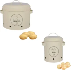 ESSCHERT DESIGN Rivanto Vorratsdosen 2er Set Kartoffeln Und Zwiebeln, Bestehend Aus Zwiebeldose Und Kartoffeldose, Aus Metall