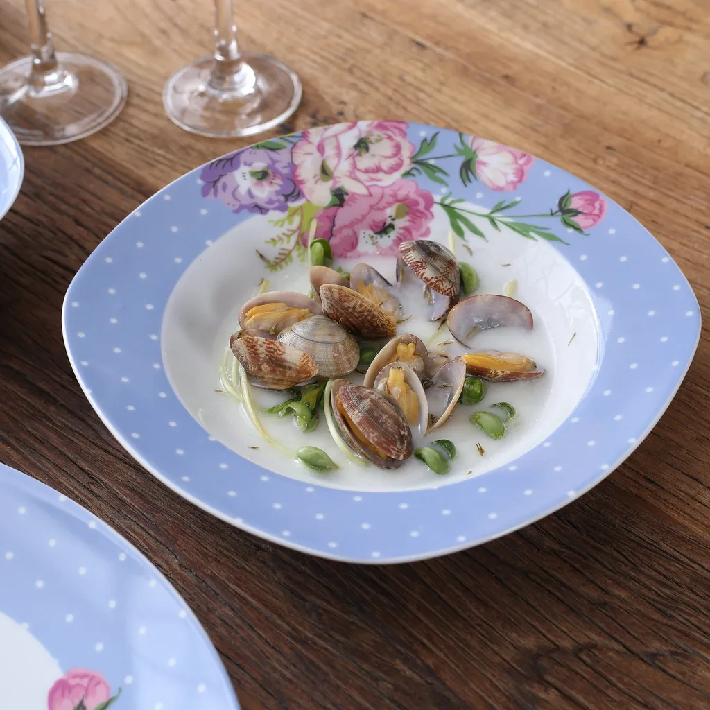 VEWEET 30-teilig Porzellan Tafelservice, Serie 'Hannah', Kombiservice Für 6 Personen, Blau Mit Floral Dekoration – Bild 6